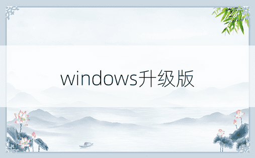 windows升级版
