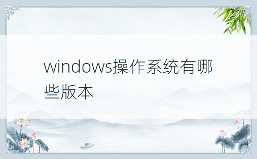 windows操作系统有哪些版本