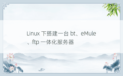 Linux 下搭建一台 bt、eMule、ftp 一体化服务器 