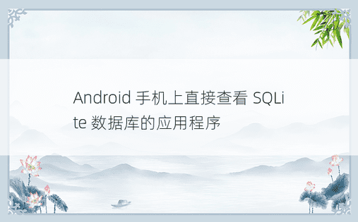 Android 手机上直接查看 SQLite 数据库的应用程序 