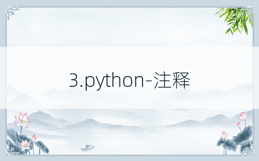 3.python-注释