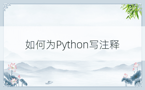 如何为Python写注释