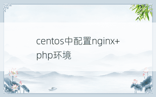 centos中配置nginx+php环境