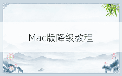 Mac版降级教程