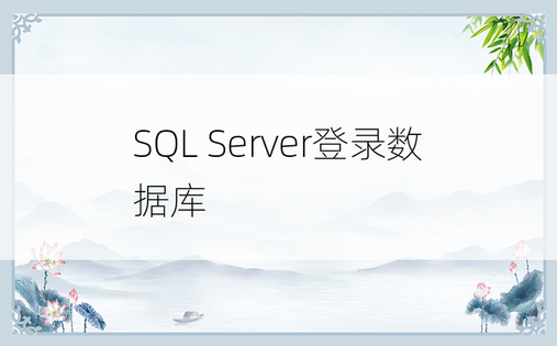SQL Server登录数据库