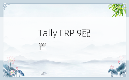 Tally ERP 9配置
