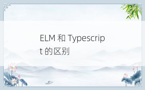 ELM 和 Typescript 的区别