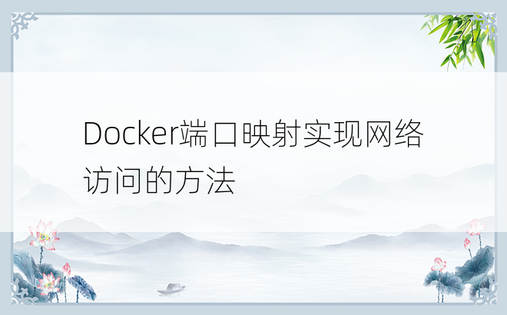 Docker端口映射实现网络访问的方法