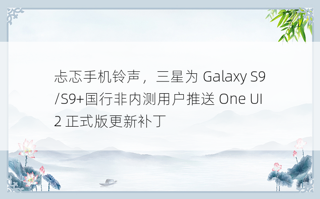 忐忑手机铃声，三星为 Galaxy S9/S9+国行非内测用户推送 One UI 2 正式版更新补丁