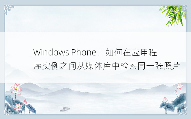 Windows Phone：如何在应用程序实例之间从媒体库中检索同一张照片
