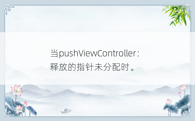 当pushViewController：释放的指针未分配时。