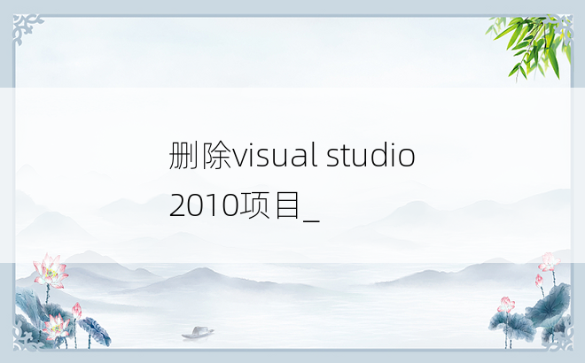 删除visual studio 2010项目_