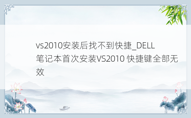 vs2010安装后找不到快捷_DELL 笔记本首次安装VS2010 快捷键全部无效
