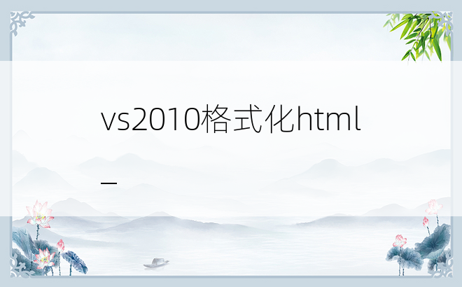 vs2010格式化html_