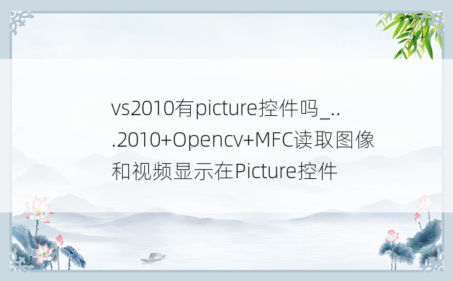 vs2010有picture控件吗_...2010+Opencv+MFC读取图像和视频显示在Picture控件