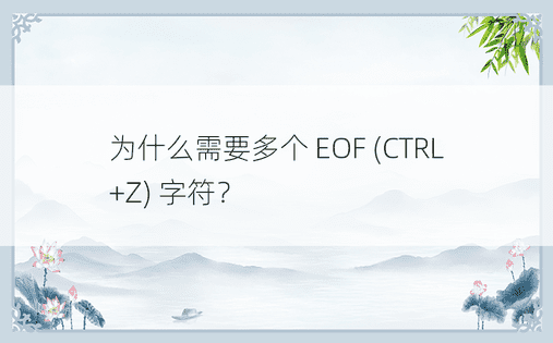 为什么需要多个 EOF (CTRL+Z) 字符？ 