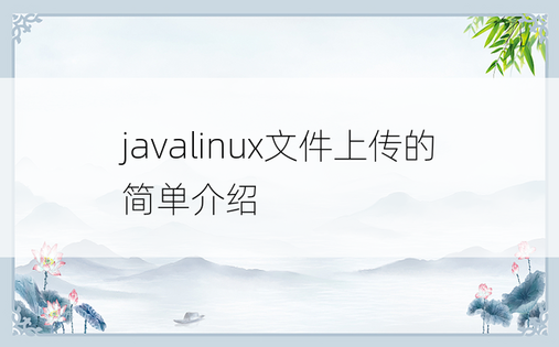 javalinux文件上传的简单介绍