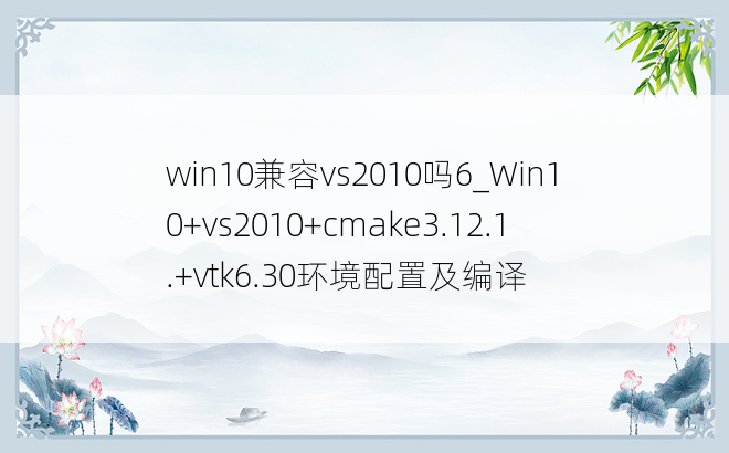 win10兼容vs2010吗6_Win10+vs2010+cmake3.12.1.+vtk6.30环境配置及编译