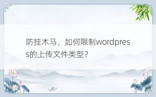 防挂木马，如何限制wordpress的上传文件类型？