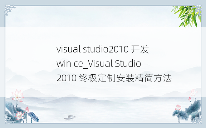 visual studio2010 开发win ce_Visual Studio 2010 终极定制安装精简方法