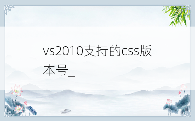 vs2010支持的css版本号_