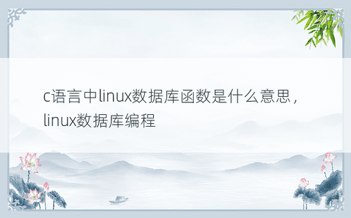 c语言中linux数据库函数是什么意思，linux数据库编程