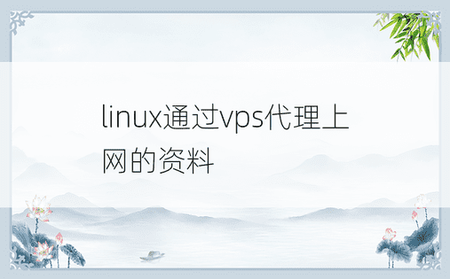 linux通过vps代理上网的资料