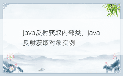 Java反射获取内部类，Java反射获取对象实例