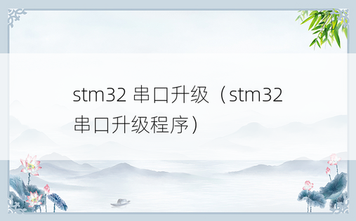 stm32 串口升级（stm32串口升级程序）