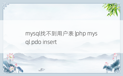 mysql找不到用户表 |php mysql pdo insert