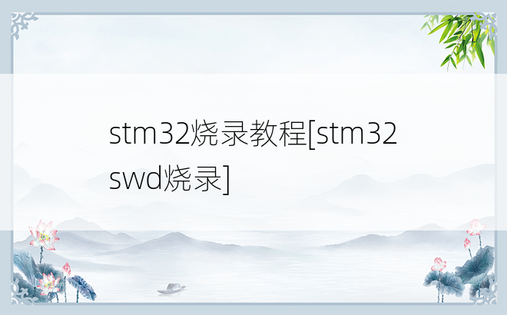 stm32烧录教程[stm32swd烧录]