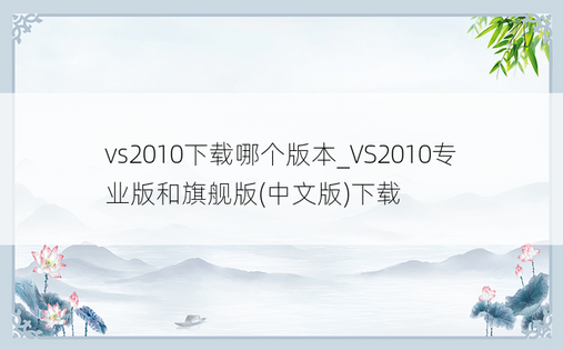 vs2010下载哪个版本_VS2010专业版和旗舰版(中文版)下载
