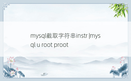 mysql截取字符串instr |mysql u root proot