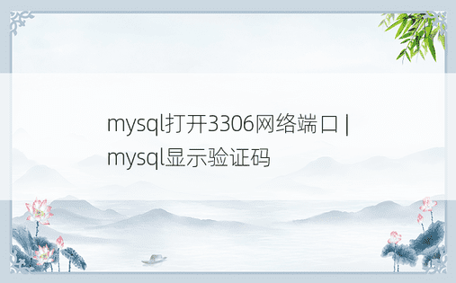 mysql打开3306网络端口 | mysql显示验证码
