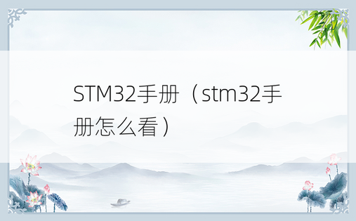 STM32手册（stm32手册怎么看）