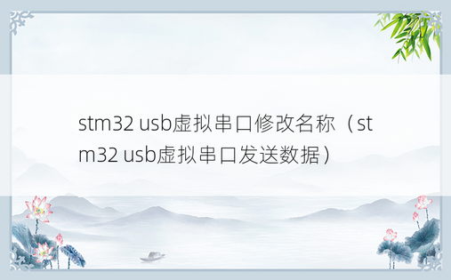 stm32 usb虚拟串口修改名称（stm32 usb虚拟串口发送数据）
