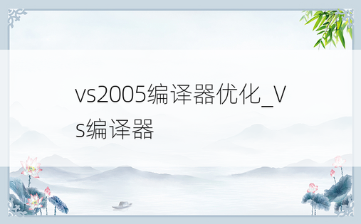 vs2005编译器优化_Vs编译器