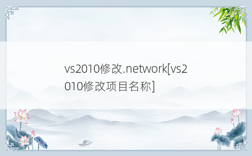 vs2010修改.network[vs2010修改项目名称]