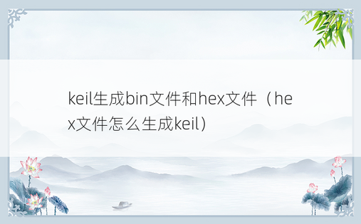 keil生成bin文件和hex文件（hex文件怎么生成keil）