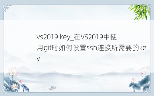 vs2019 key_在VS2019中使用git时如何设置ssh连接所需要的key