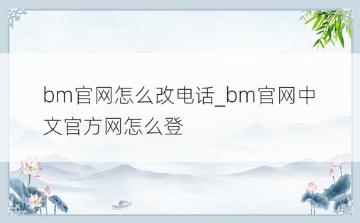 bm官网怎么改电话_bm官网中文官方网怎么登