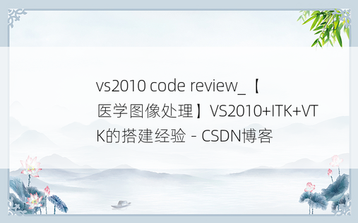 vs2010 code review_【医学图像处理】VS2010+ITK+VTK的搭建经验 - CSDN博客