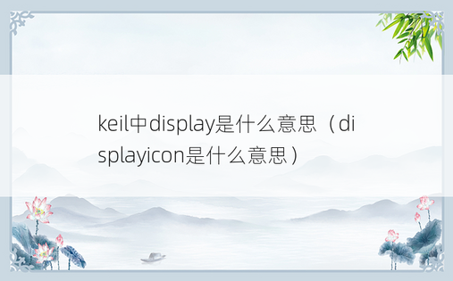 keil中display是什么意思（displayicon是什么意思）