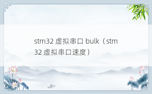 stm32 虚拟串口 bulk（stm32 虚拟串口速度）