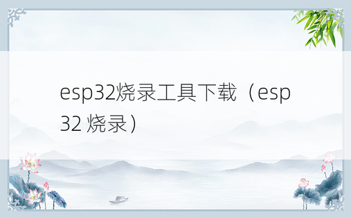 esp32烧录工具下载（esp32 烧录）