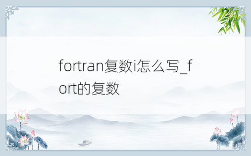 fortran复数i怎么写_fort的复数
