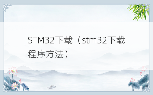 STM32下载（stm32下载程序方法）