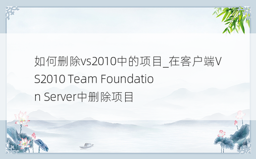 如何删除vs2010中的项目_在客户端VS2010 Team Foundation Server中删除项目