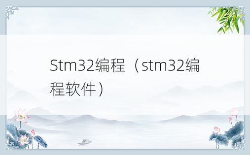 Stm32编程（stm32编程软件）