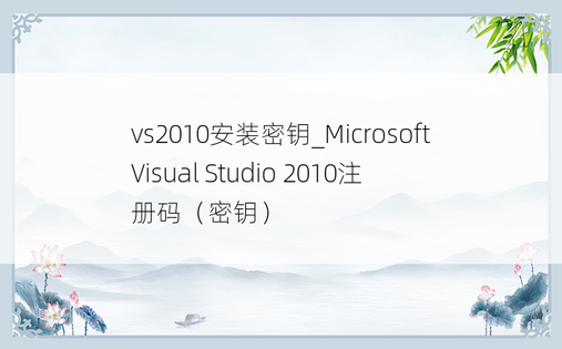 vs2010安装密钥_Microsoft Visual Studio 2010注册码（密钥）
